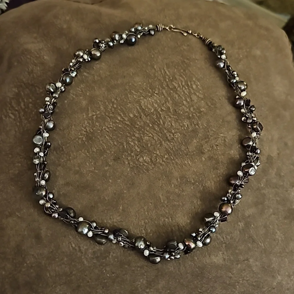 HANDMADE Purple Freshwater Pearl Wire Wrapped Cluster Necklace - Picture 2 of 7